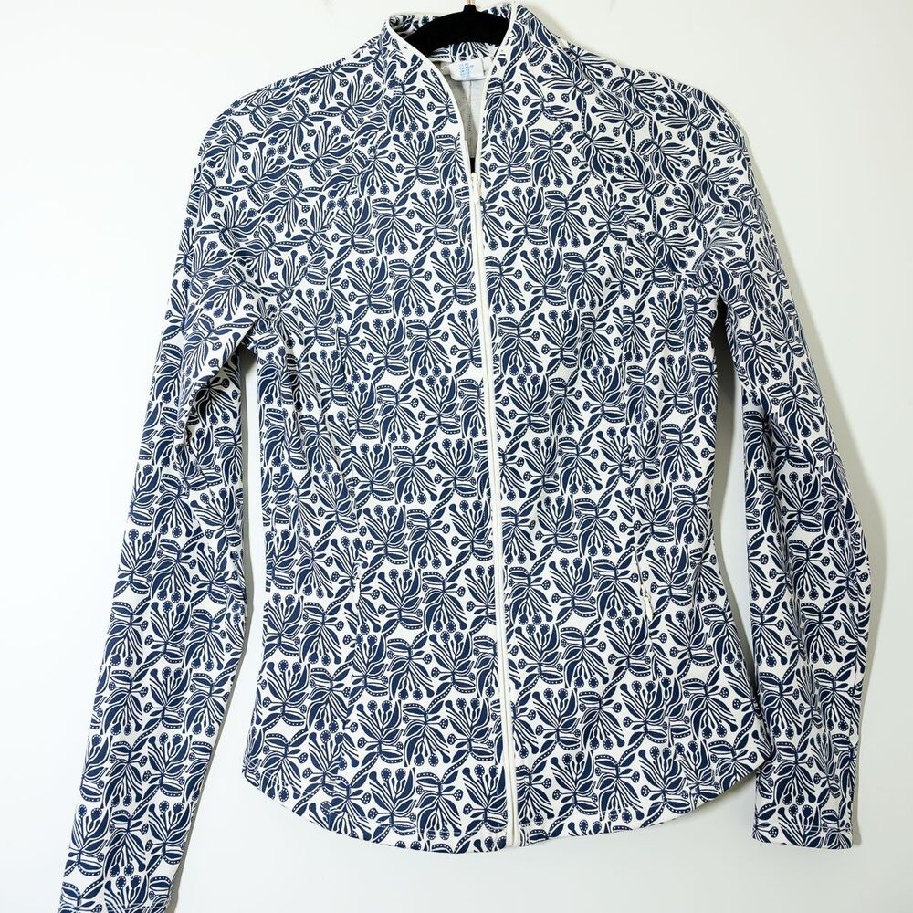 Silgrid Olsen Jacket XS‎ Golf Tennis white/Blue floral pattern lightweight wind